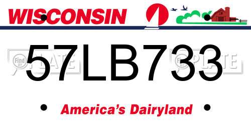 57LB733 Wisconsin License Plate