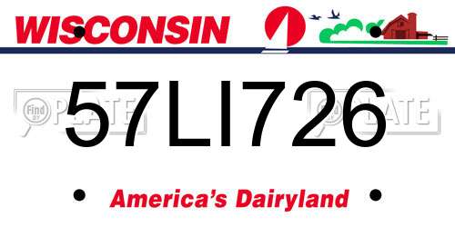 57LI726 Wisconsin License Plate