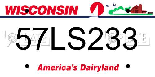 57LS233 Wisconsin License Plate