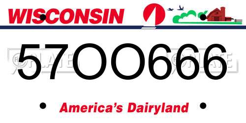 57OO666 Wisconsin License Plate