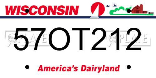 57OT212 Wisconsin License Plate