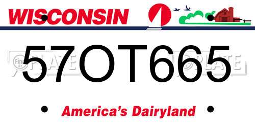57OT665 Wisconsin License Plate