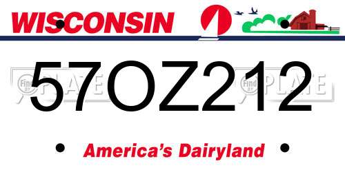 57OZ212 Wisconsin License Plate