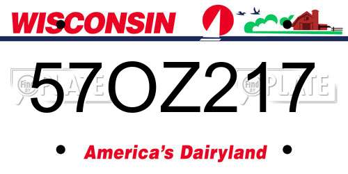 57OZ217 Wisconsin License Plate