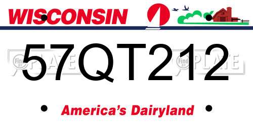 57QT212 Wisconsin License Plate