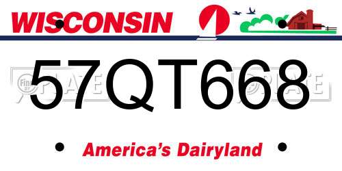 57QT668 Wisconsin License Plate