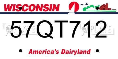 57QT712 Wisconsin License Plate