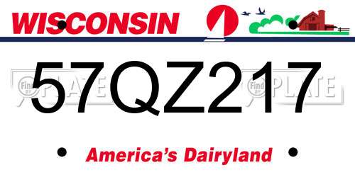 57QZ217 Wisconsin License Plate