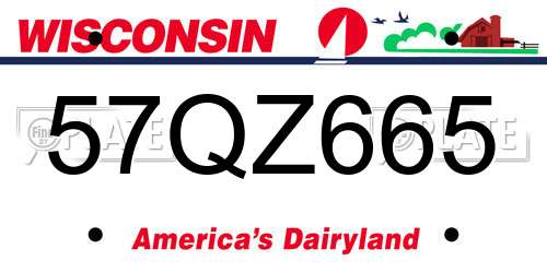 57QZ665 Wisconsin License Plate