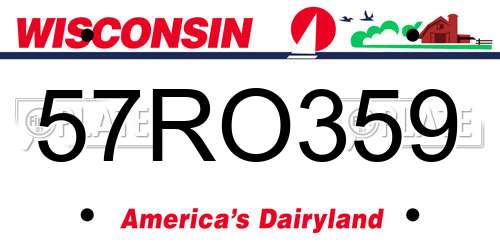 57RO359 Wisconsin License Plate