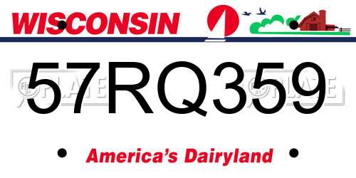 57RQ359 Wisconsin License Plate