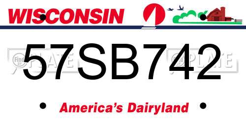 57SB742 Wisconsin License Plate