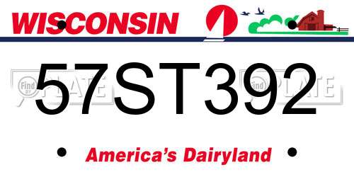 57ST392 Wisconsin License Plate