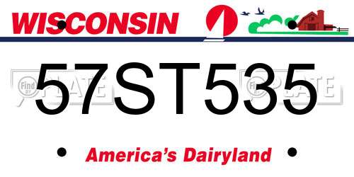 57ST535 Wisconsin License Plate
