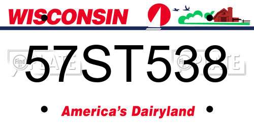 57ST538 Wisconsin License Plate