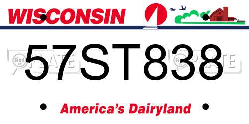57ST838 Wisconsin License Plate