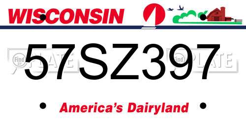 57SZ397 Wisconsin License Plate