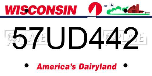 57UD442 Wisconsin License Plate