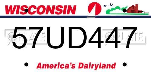 57UD447 Wisconsin License Plate