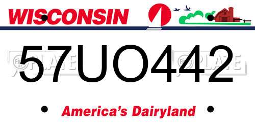 57UO442 Wisconsin License Plate