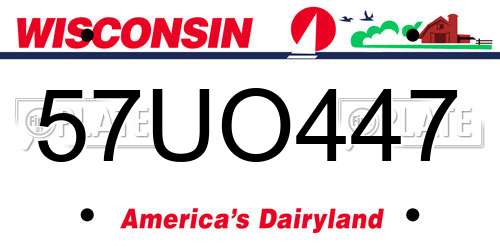 57UO447 Wisconsin License Plate