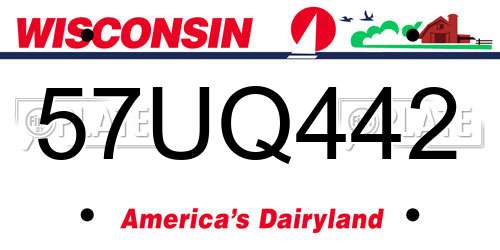 57UQ442 Wisconsin License Plate
