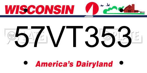 57VT353 Wisconsin License Plate