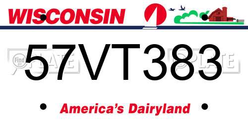 57VT383 Wisconsin License Plate