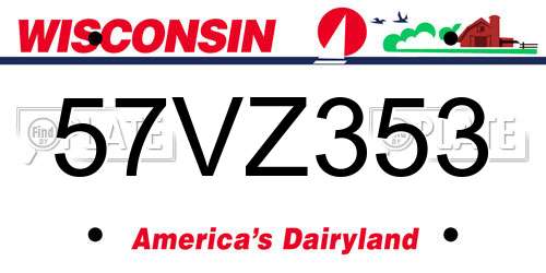 57VZ353 Wisconsin License Plate