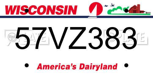 57VZ383 Wisconsin License Plate