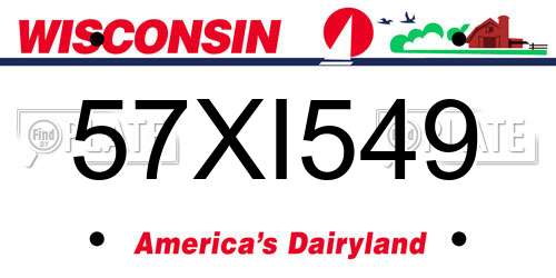 57XI549 Wisconsin License Plate
