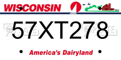 57XT278 Wisconsin License Plate