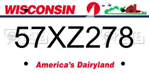 57XZ278 Wisconsin License Plate