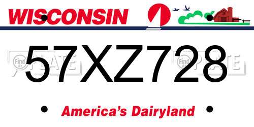 57XZ728 Wisconsin License Plate