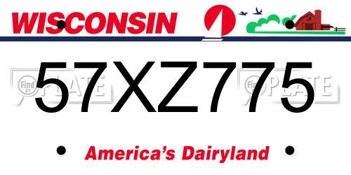 57XZ775 Wisconsin License Plate