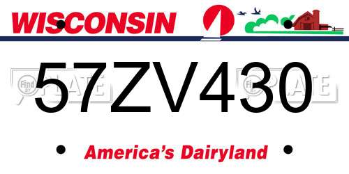 57ZV430 Wisconsin License Plate