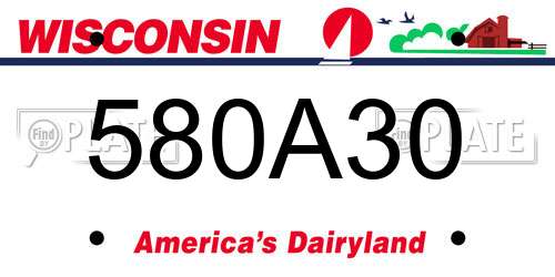 580A30 Wisconsin License Plate