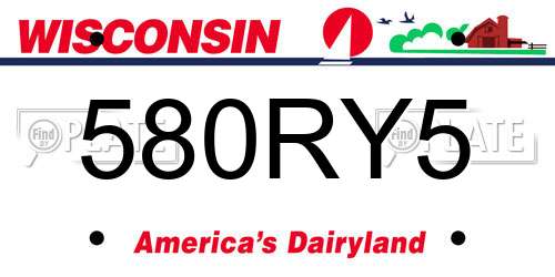580RY5 Wisconsin License Plate