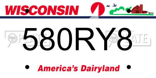 580RY8 Wisconsin License Plate