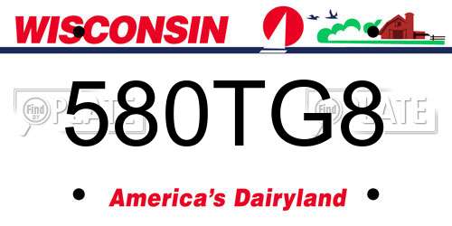 580TG8 Wisconsin License Plate