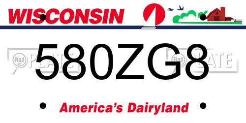 580ZG8 Wisconsin License Plate