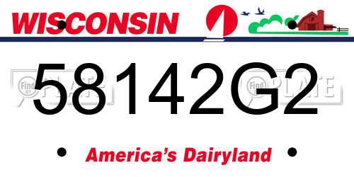 58142G2 Wisconsin License Plate