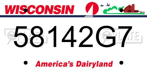 58142G7 Wisconsin License Plate