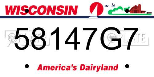 58147G7 Wisconsin License Plate