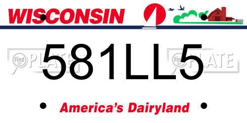 581LL5 Wisconsin License Plate