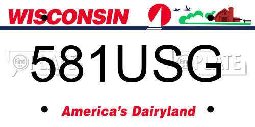 581USG Wisconsin License Plate