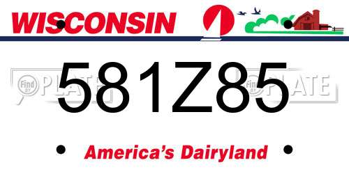 581Z85 Wisconsin License Plate