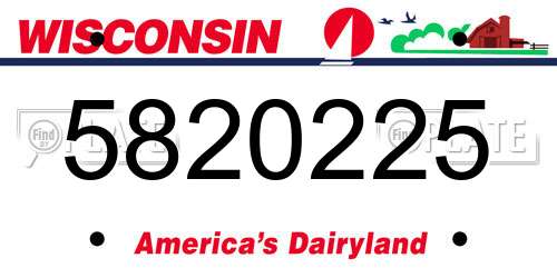 5820225 Wisconsin License Plate