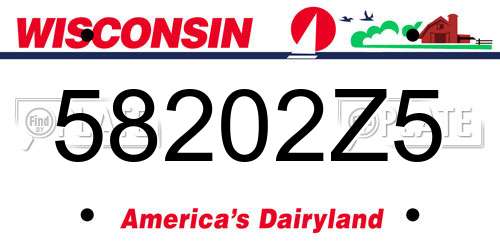 58202Z5 Wisconsin License Plate