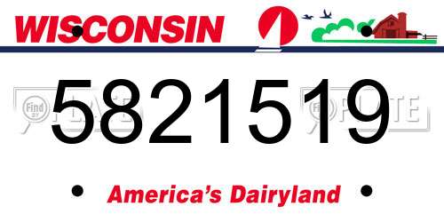 5821519 Wisconsin License Plate